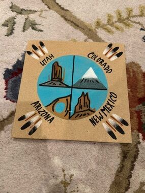 Navajo Sand Painting of Four Corners Directions,Native American Art Southwest,